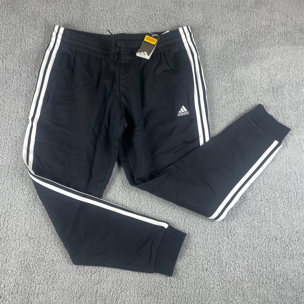 Adidas Women's X-Large Black Essentials 3-Stripes French Terry Cuffed Pants